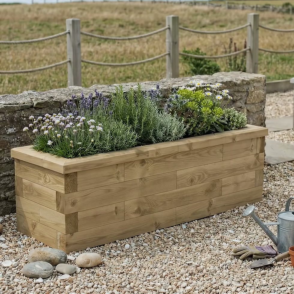 Jardinière bois étroite / 112,5 x 45 x 45 cm