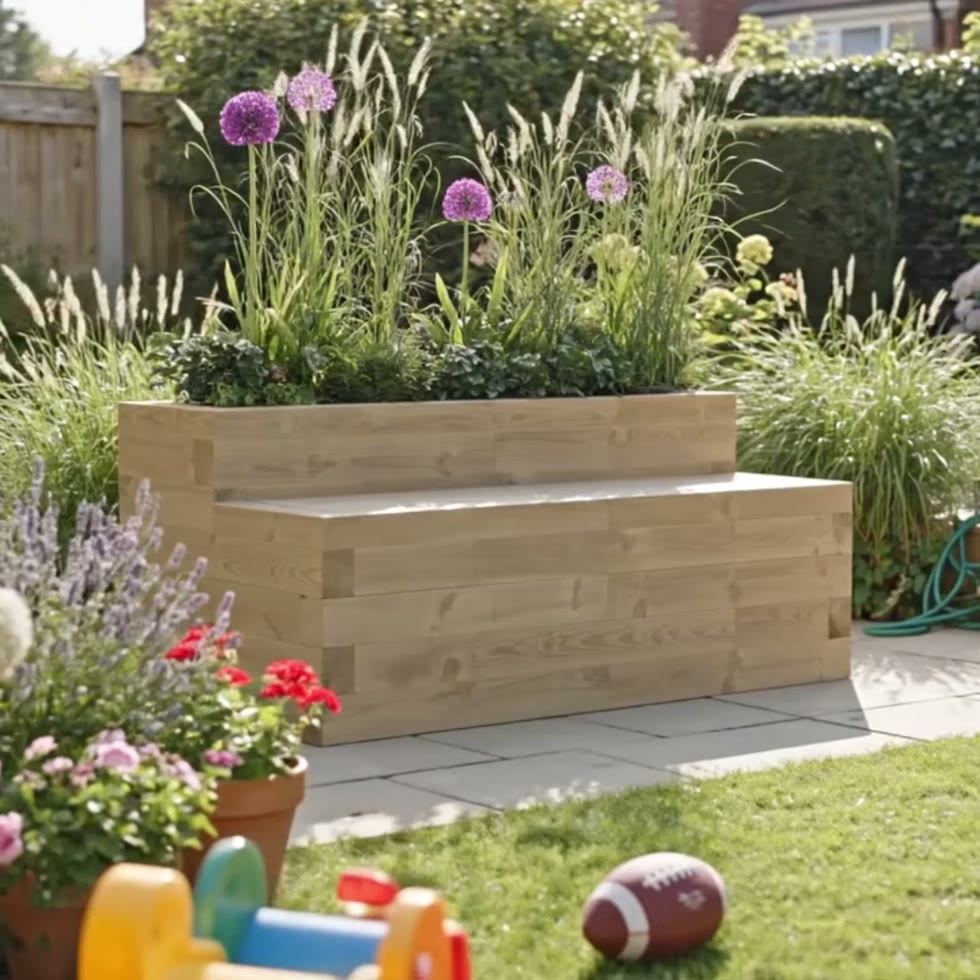 Banc avec jardinière / 1,5 x 0,75 x 0,65 m