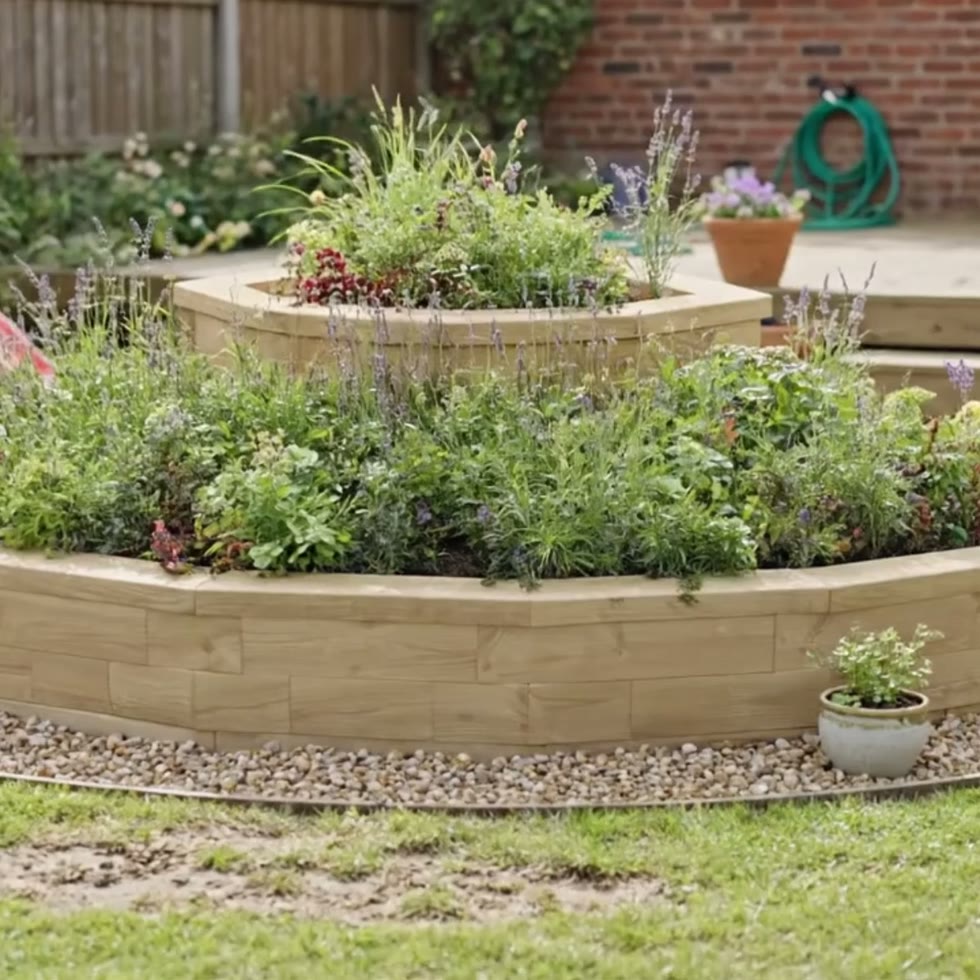 Jardinière bois d’angle arrondie en cascade - Haute / 180 x 180 x 45 cm