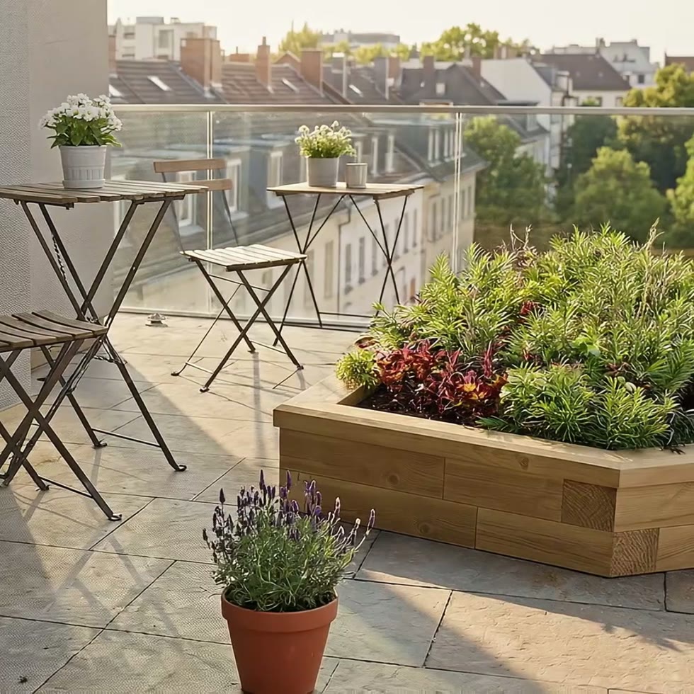 Jardinière bois d’angle en diamant - basse / 150 x 150 x 25 cm