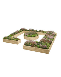 Jardinière bois frontière avec potager surélevé central / 6.675m x 6.4m x 0.45m