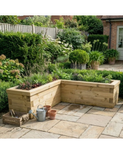 Jardinière bois d'angle en L / 150 x 150 x 45 x 45 cm