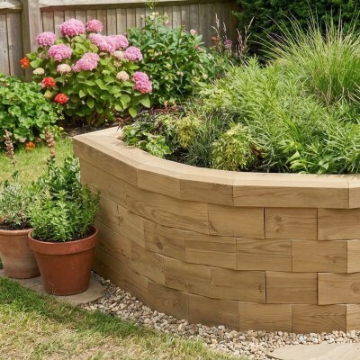 Jardinière bois surélevée demi-cercle / 1,575 x 1,021 x 0,45 m