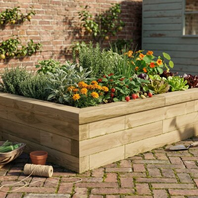 Grand potager surélevé en bois - Haut moyen / 1,5 x 1,125 x 0,35 m