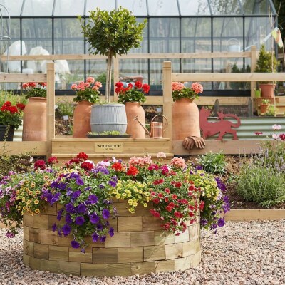 Jardinière bois ronde et haute / 1,23 x 0,55 m