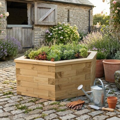 Jardinière bois hexagonale / 1,55 x 0,924 x 0,45 m