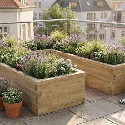 Grande jardinière bois en U / 3,75 x 2,625 x 0,55 m