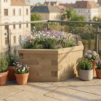 Carré potager surélevé hexagonal / 1,55 x 0,924 x 0,55 m