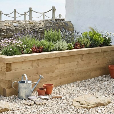 Jardinière bois étroite / 2,25 x 0,45 x 0,45 m