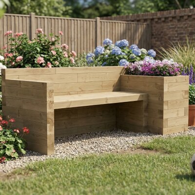 Banc de jardin - Jardinière intégrée / 2,025 x 0,75 x 0,75 m