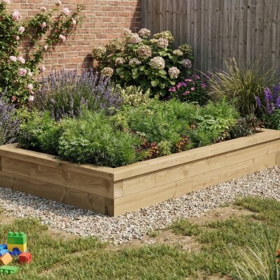 Grande jardinière bois basse / 1,875 x 1,125 x 0,25 m