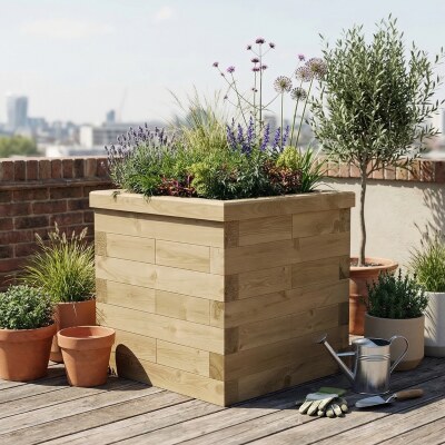 Grande jardinière bois / 0,75 x 0,75 x 0,75 m
