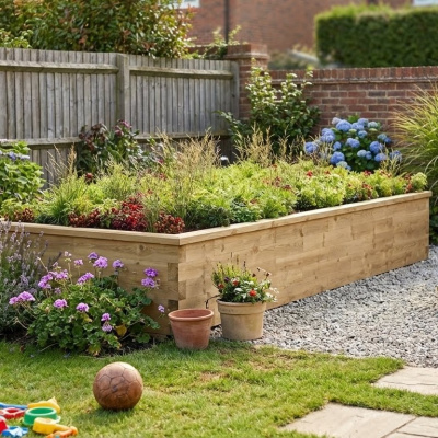 Large High Raised Bed / 3.75 x 1.5 x 0.55m