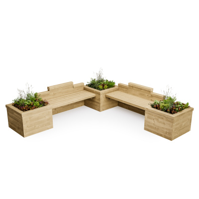 Double Planter Seat / 3.0 x 3.0 x 0.75m