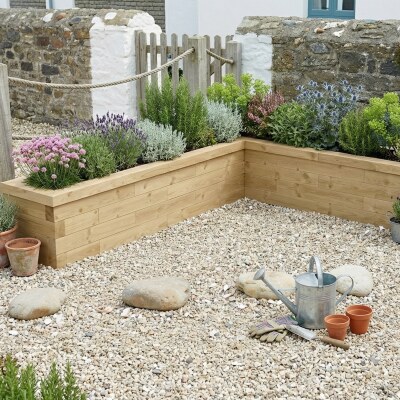 Jardinière Surélevée étroite et forme L / 2.625 x 2.25 x 0.45 x 0.45 x 0.45m