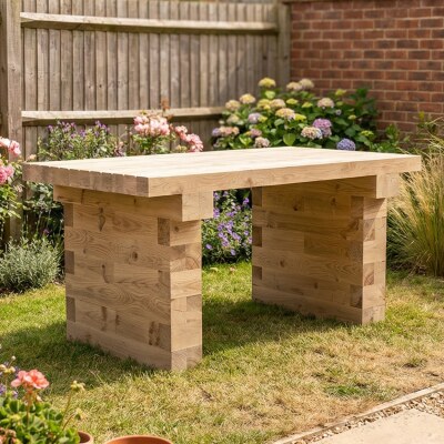 Table de jardin en bois / 1,5 m x 0,9 m x 0,75 m