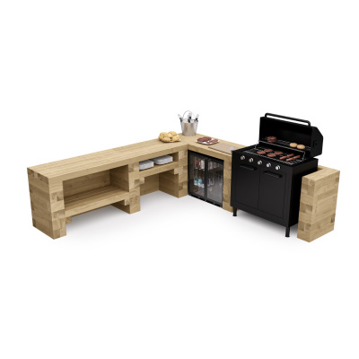Cuisine d’été en bois / 2,325 m x 2,25 m x 0,65 m