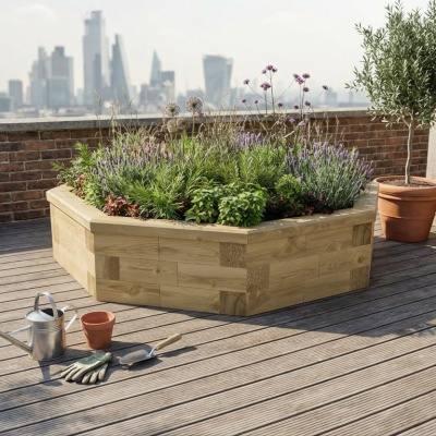Octagonal Raised Planter / 1.65 x 0.35m