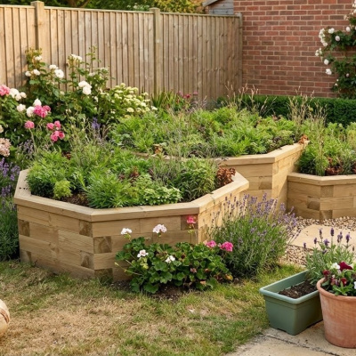 Jardinière bois octogonale - Multiniveaux / 327,2 x 224,8 x 55 cm 