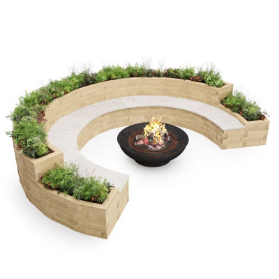 Banc de jardinière circulaire / 4.18 x 3.21 x 0.75 m