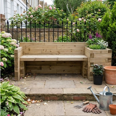 Banc de jardin - Jardinière intégrée / 202,5 x 75 x 75 cm