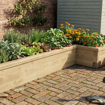 L-Shaped Raised Garden Bed / 2.625 x 1.125 x 0.75 x 0.35m