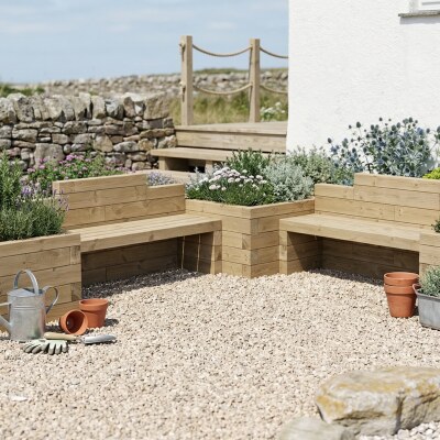 Banc de jardin pour enfants - Jardinières bois / 300 x 300 x 65 cm