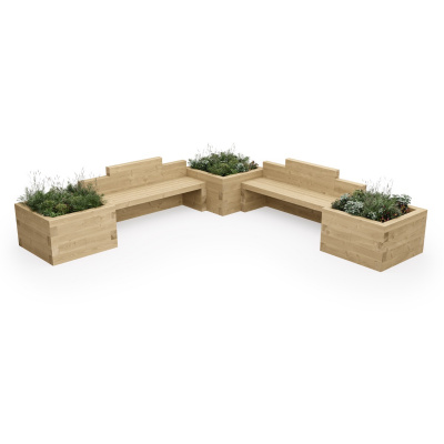 Banc de jardin pour enfants - Jardinières bois / 300 x 300 x 65 cm