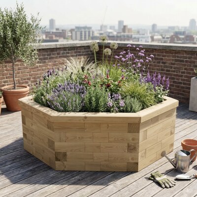 Jardinière bois d'angle - 3 cotés / 112,5 x 112,5 x 55 cm