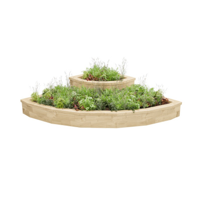 Jardinière bois d’angle arrondie en cascade - Haute / 180 x 180 x 45 cm