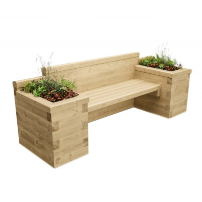 Planter Seat with Bookend Beds / 2.4 x 0.75 x 0.85m