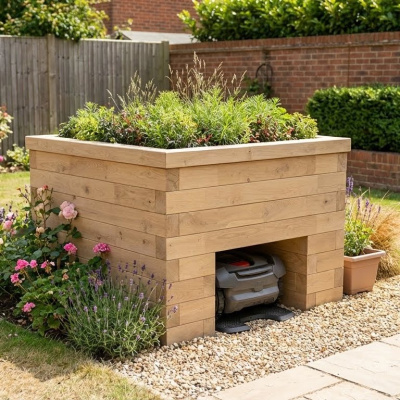 Abri pour robot tondeuse avec jardinière / 1,2 x 1,125 x 0,85 m