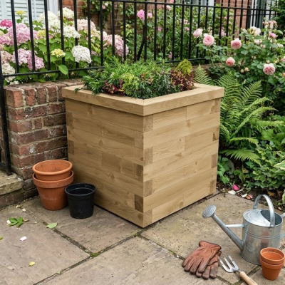 Jardinière bois en cube / 75 x 75 x 75 cm