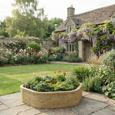 Kit de bordure d'arbre en bois haut / 2.42 x 2.25 x 0.55m