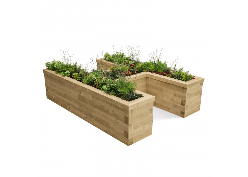 Jardinière surélevée en bois extérieure rangement intégré – 669 - Aspect  brut - Happy bois - Le spécialiste des piscines hors sol en bois