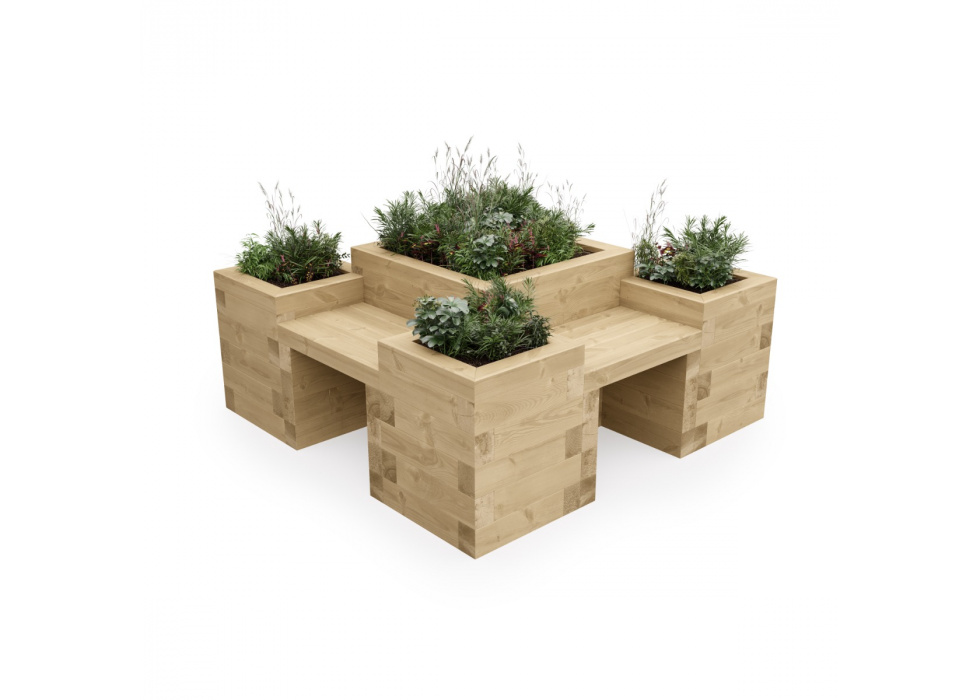 Banc d'angle Banc de jardin en bois d'eucalyptus 145 x 145 cm