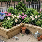 Jardinière bois d'angle multiniveaux / 150 x 75 x 35 cm