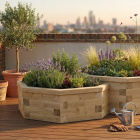 Ensemble jardinières bois octogonales à deux niveaux / 254,8 x 152,4 x 55 cm