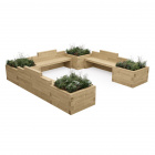 Banc de jardin pour enfants - Jardinières bois en U / 300 x 300 x 65 cm