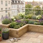 Jardinière bois d'angle multiniveaux / 150 x 75 x 35 cm