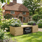 Garage pour robot tondeuse avec banc et jardinière / 2,025 m x 0,9 m x 0,55 m