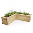 Jardinière bois d'angle en L / 150 x 150 x 45 x 45 cm