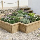 Grande jardinière bois d'angle multiniveaux / 1,5 x 1,5 x 0,55 m