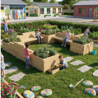Banc de jardin pour enfants XL - Jardinières bois en U / 3,75 x 3,75 x 0,65 m